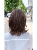 ブリーチなしピンクベージュカラーソフトウルフレイヤーカット