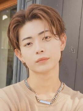 ページ(page,) ハイライトミルクティーベージュツーブロックメンズマッシュ