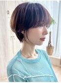 say.ショートボブひし形ショートダークレッドデザインカラー
