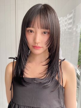 エトラ 渋谷店(etora) 韓国ヘア レイヤーカット 小顔 黒髪 オリーブグレー"