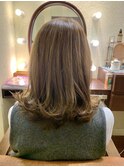 リアルお客様スタイル 外ハネボブ アッシュオリーブ/30代