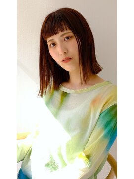 スリー スタンド(THREE STAND) 美髪◎ロブ◎オレンジベージュ◎ウルティアカラー◎ワイドバング