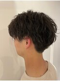 メンズカット 爽やか黒髪ショート 波巻きパーマスパイラル