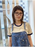 顔まわりレイヤー/オン眉/レイヤーカット/ミディアムヘア/銀座