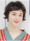 くびれショート・ボブ/丸顔/前髪あり/絶壁解消/20代/30代/長め