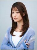 薄めバングレイヤーカット愛されエアリーカールマロンベージュ