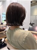ミルクティーベージュ/レイヤーボブ/韓国巻き/顔周りカット/田町