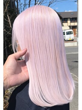 アース いわき店(HAIR&MAKE EARTH) ホワイトピンクの艶髪ミディアムストレート