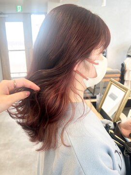 ミュラ(mulah) インナーカラーピンク×チェリーレッド＊トレンド暖色カラー