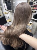 ダブルカラーミルクティーベージュレイヤーカット韓国ヘア
