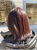 ブリーチなしダブルカラーワインレッド赤羽美容院春おすすめ
