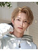 メンズヘアショートアップバングベージュカラー