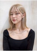 外ハネミディアム×ハイトーンカラー【TELAHAIR瑞江】