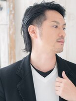 モッズヘアー メン 戸田公園店(mod's hair men)&nbsp;アッシュブラックかき上げ短髪ウルフフェードスタイルi戸田公園