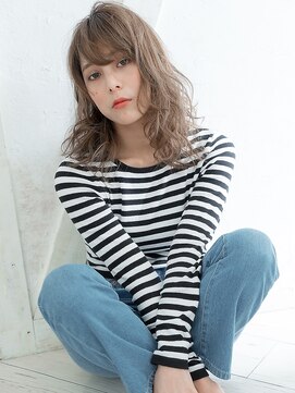 エヌホリック ひたち野うしく(n.holic) ハーフ顔☆透け感バング×グレージュカラー