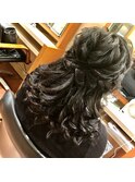 ヘアセット、ハーフアップ