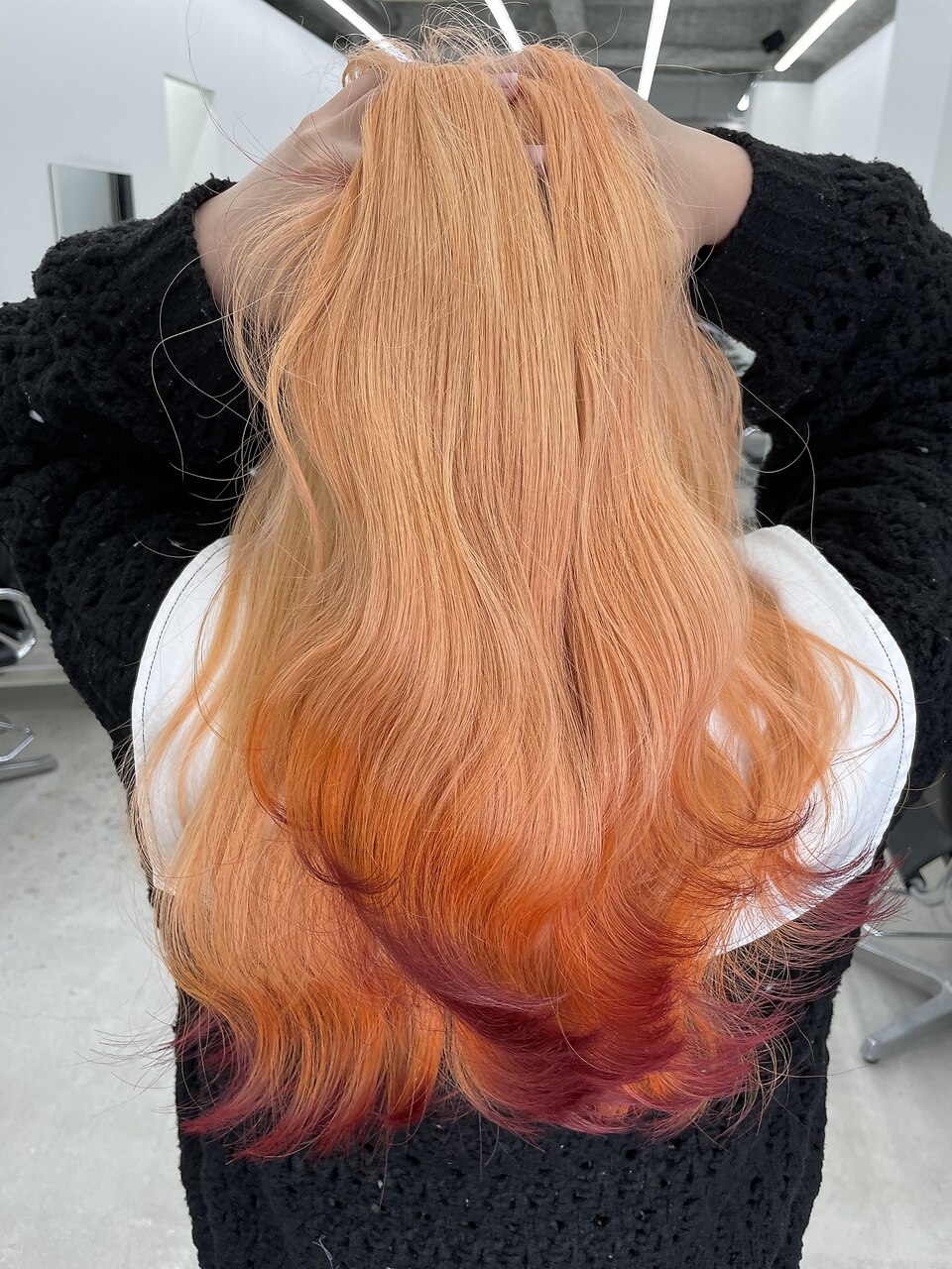 シャーベットオレンジ/裾カラーオレンジカラーハイトーンカラー