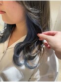 20代30代40代大人可愛いおしゃれヘアブルー系インナーカラー