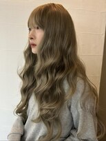 メゾンアクア 表参道(Maison ACQUA)&nbsp;☆ブリーチなしダブルカラー透明感カラー オリーブベージュ ボブ