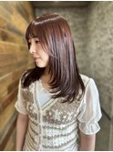 レイヤーカット×オレンジブラウン