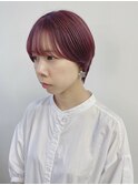 ピンクベージュショートヘアこなれショートショートボブ暖色ボブ