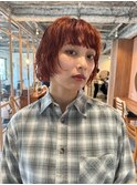 学芸大学【CEINEloq】オレンジカラー×ボブパーマイルミナカラー