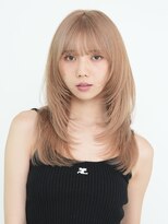 サンクマーケット 渋谷(cinq MARKET)&nbsp;渋谷顔周りレイヤーカットブリーチカラーミルクティーベージュ◆