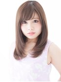 カットだけでキまるナチュラル内巻きストレートツヤサラセミディ