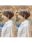 大人可愛い小顔丸みショートボブサイド　似合わせベージュ　川崎