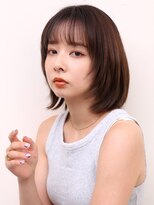 ヨファヘアー 岡本店(YOFA hair)&nbsp;似合わせカット薄め前髪マチルダボブベースピンクベージュ0903