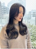 韓国ヘア レイヤーカット グレージュカラー アッシュブラック