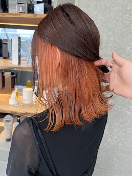 ロンドワン 三宮元町(Lond one) オレンジカラー/インナーカラー/切りっぱなしボブ