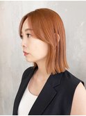 オレンジベージュボブ_切りっぱなしボブエアリーロング_ba471811