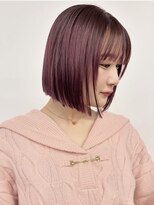 ピープスアンドスー 表参道 渋谷(Peeps&Suu.) 切りっぱなしボブ丸みカールピンクカラー