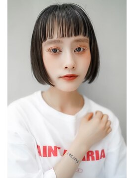 ギークス(GEEKS) 【GEEKS渋谷】切りっぱなしボブ/オン眉/デザインカラー/冬カラー