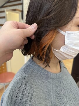 ヘアメイクヒール 【インナーブラットオレンジコテ巻き風パーマ】20代・30代・40代