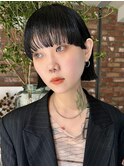 ボブ　黒髪　前髪パッツン　ミニボブ