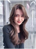 美髪韓国レイヤーイメチェン似合わせワイドバングロングレイヤー