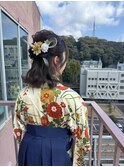 #ハーフアップ #ヘアアレンジ #卒業式 #袴 #着付け #くるりんぱ