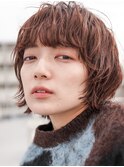 大人可愛い20代30代40代黒髪前下がりひし形小顔ウルフボブ