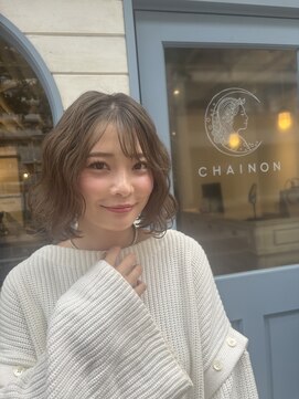 シェノン 赤羽店(CHAINON) ブリーチありベージュカラーボブワッフル巻き赤羽美容室2025