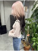 ホワイトピンク×ダークブラウン