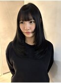 福井レイヤーカット透明感カラーフルバング顔まわりレイヤー学生
