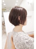 丸型イメチェンクールショートボブ前髪大人ショート白髪ぼかし