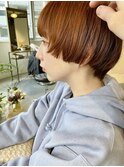 大人可愛いオレンジベージュマッシュショート