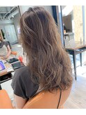マロンベージュ/Aラインボブ/かきあげ/ハイライト