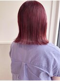 チェリーピンク×切りっぱなしボブ