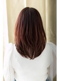 艶感レッドブラウン前下がりレイヤーカットZ越谷20代30代40代