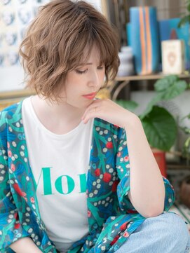 カバーヘア ブリス 戸田公園西口店(COVER HAIR bliss) くせ毛風斜めバング外国人風ゆるふわボブh3戸田公園30代40代!