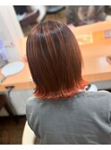 バレイヤージュ×オレンジカラー